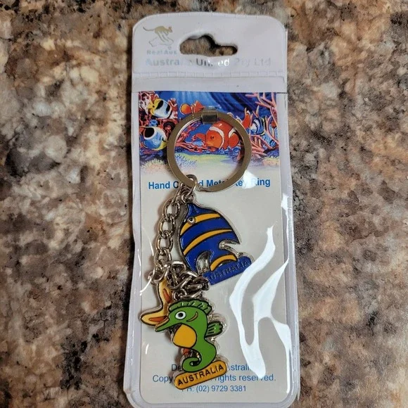 Sea Life Metal‎ Enamel Keychain Australia-Fish Starfish Seahorse