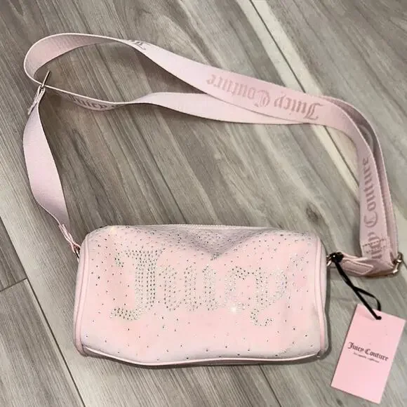 Juicy couture let it shine rhinestone barrel role bag pink