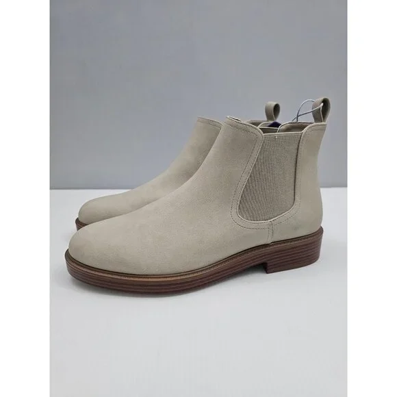 Aerosoles Poshan Ankle Boot Womens 8 Stone Beige Chelsea Block Heel Neutral NEW