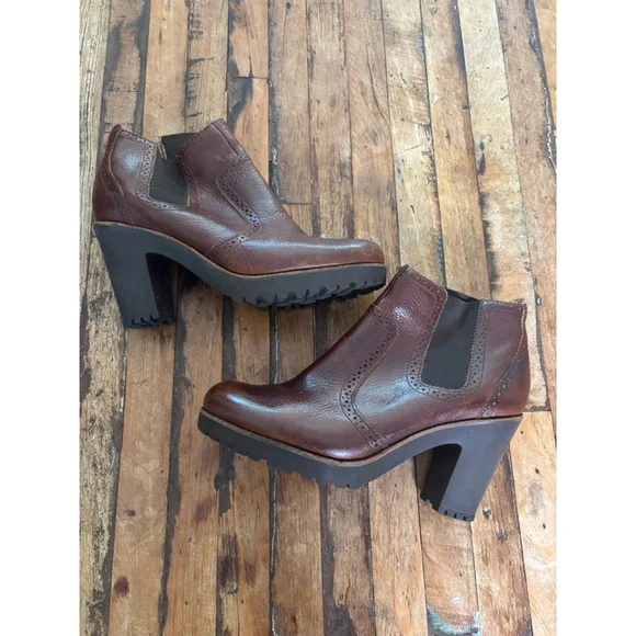 Women's Sperry Brown Leather Brogue Chelsea Ankle Boots US 11