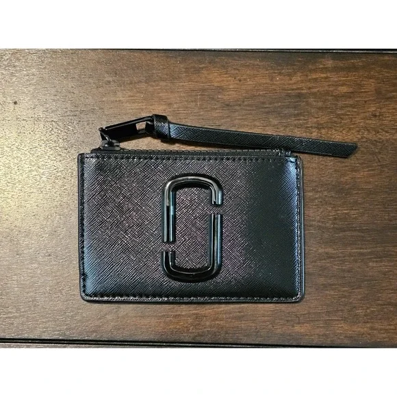 Marc Jacobs Snapshot Card Wallet With Keychain Black Shimmer