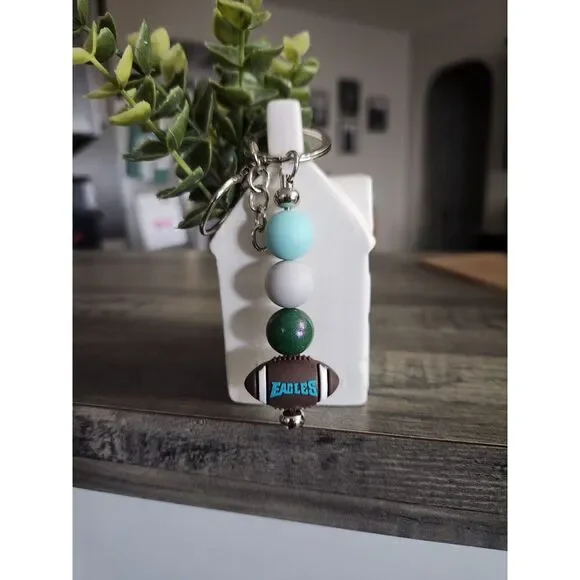 Eagles Football Silicone Beaded Keychain