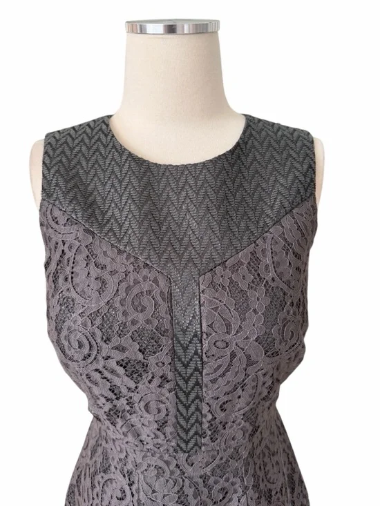 ANTHRO Ali Ro Sleeveless Lace-Overlay A-Line Dress in Charcoal SZ 2/4