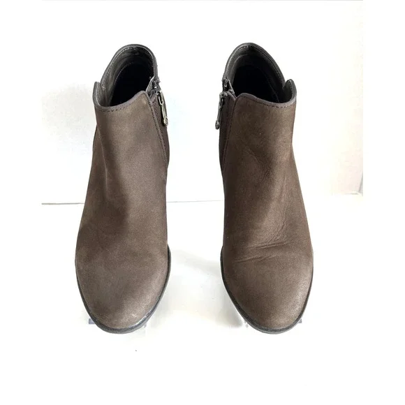 Blondo Waterproof Brown Nubuck Ankle Bootie Women's Size 7 Zip 2-inch‎ heel