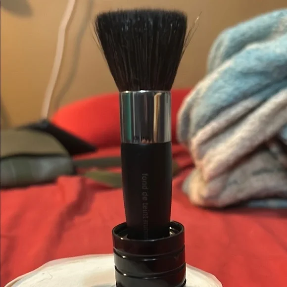 Black Makeup Brush with Silver Handle