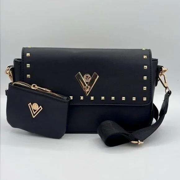 $219 NWT Valentino Orlandi Studded Vegan Leather Crossbody‎ & Wallet