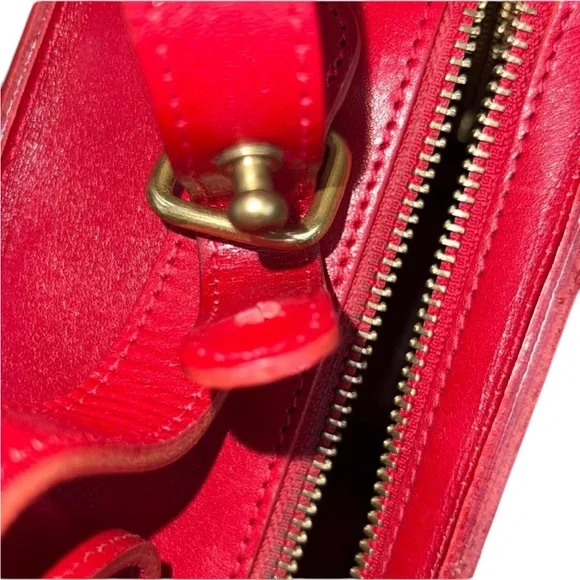 Minor History Red Leather Crossbody Bag – Square Top Handle Purse, YKK Zipper