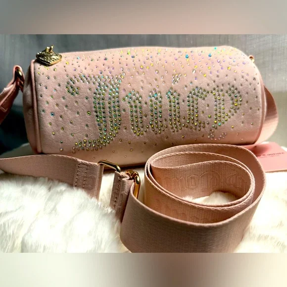 NEW Juicy Couture Pink Fuzzy Roll Crossbody Bag