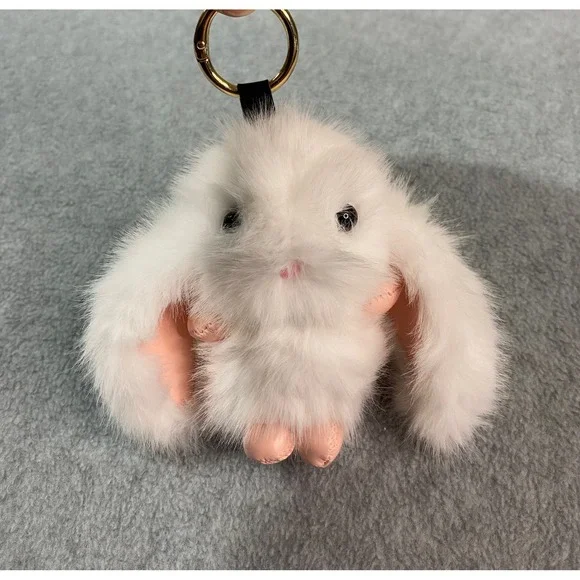 Easter Bunny Rabbit‎ Keychain Women White Faux Fur Bag Charm Kawaii Cute New