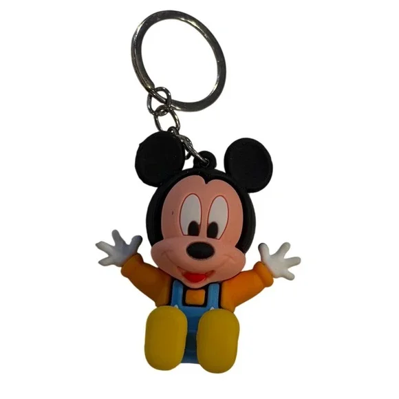 Mickey‎ Mouse vintage Disney Baby Overalls Keychain Charm Rubber soft silicone