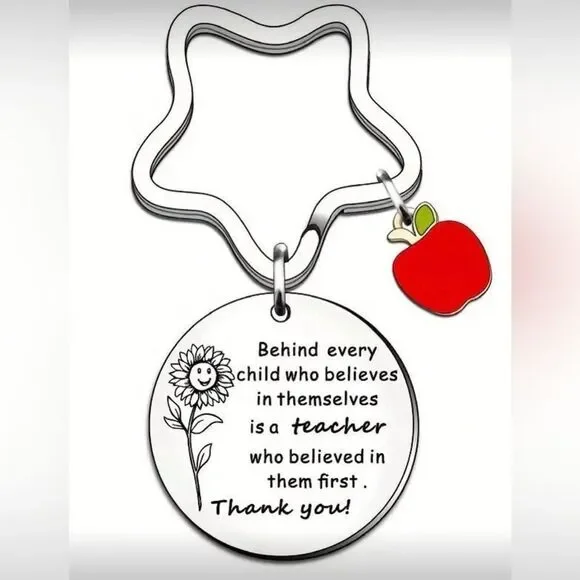 Inspirational Teacher Necklace with Apple Charm