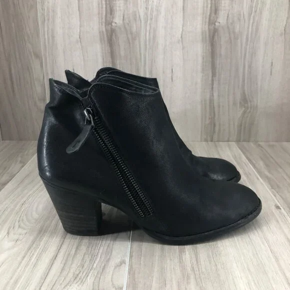 Paul Green Ankle Boots Womens UK 6.5 Aubrey Black Leather Zip Heeled Booties