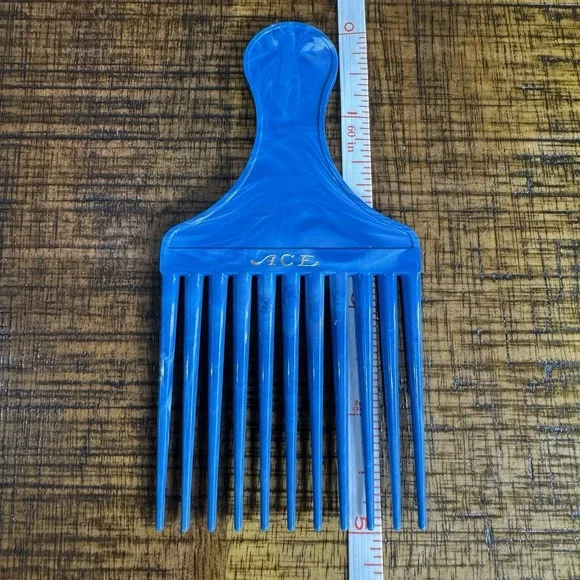 Goody Genuine ACE Hair Pick Comb with Handle Blue Swirl USA Vintage Plastic