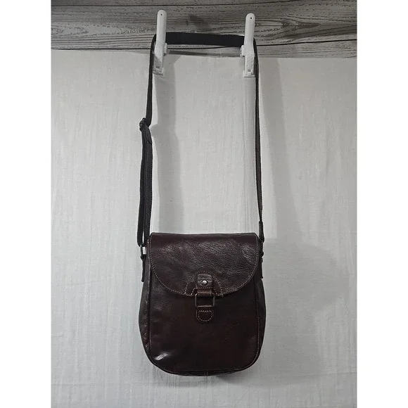 JACK GEORGES Vintage Brown Leather Voyager Horseshoe Crossbody Shoulder‎ Bag