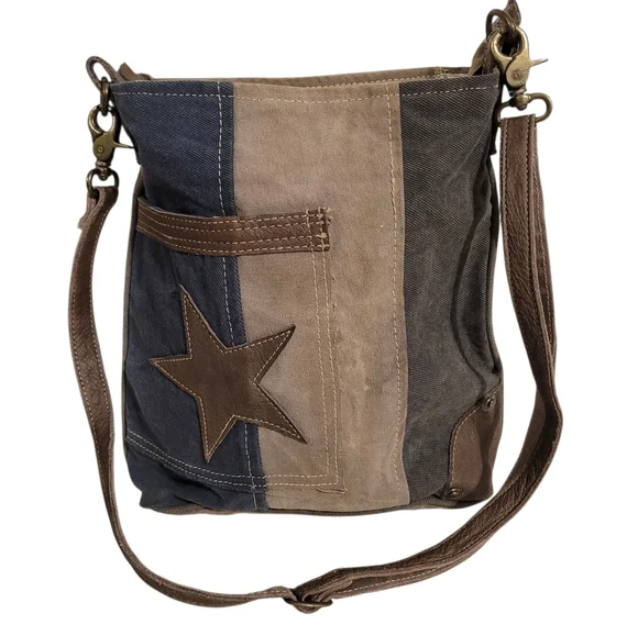 Myra Bag The Pocket Star Canvas Leather Crossbody Bag Boho Hippie Errands