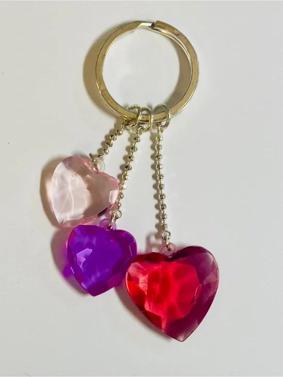 Vintage 90’s Y2k Acrylic Hearts Keychain Handbag Charm Accessories Car Key