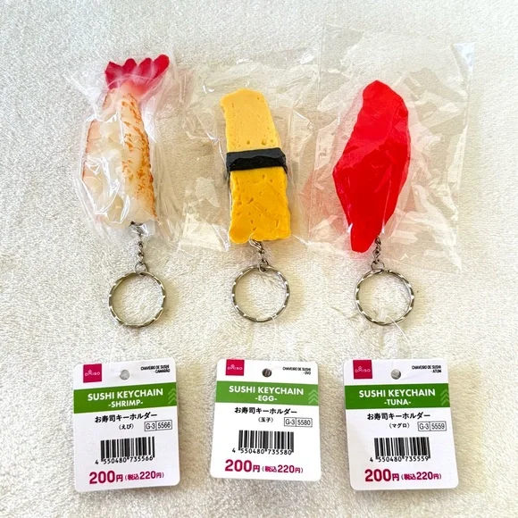 Daiso Sushi Keychain Set (Shrimp, Egg, Tuna)