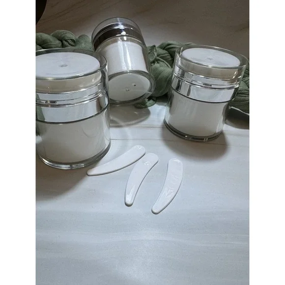 3 Pcs Pp Press Cream Jar Travel Face Lotion Pot‎ Cosmetic Vacuum Bottle 1.7 Oz