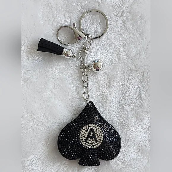 Ace Of Spades Black and Silver Keychain Accessory Bag Charm