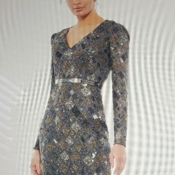 Mac Duggal Platinium Evening Gown