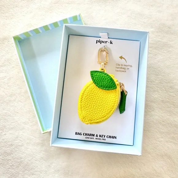 Viral Piper K Lemon Zipper Pouch Key Chain / Bag Charm