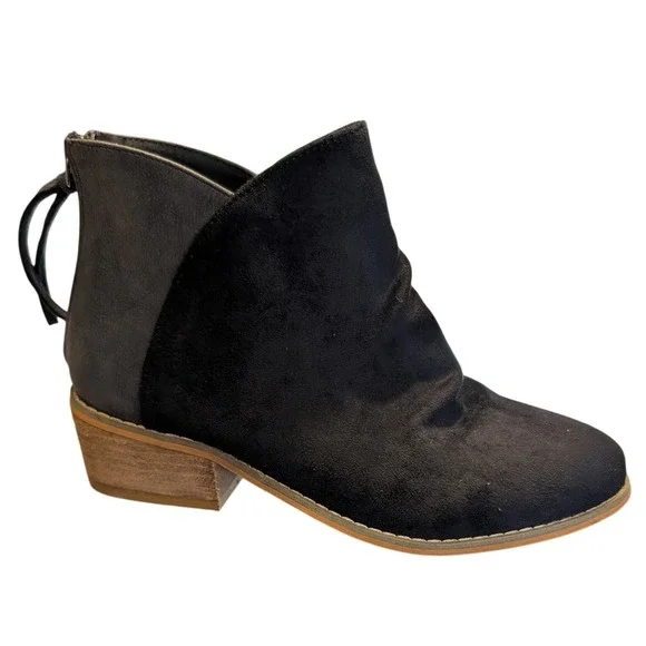 Boutique by Corkys Sis Ankle Boots Women 7 Black New Mixed Media Back Zip Bootie
