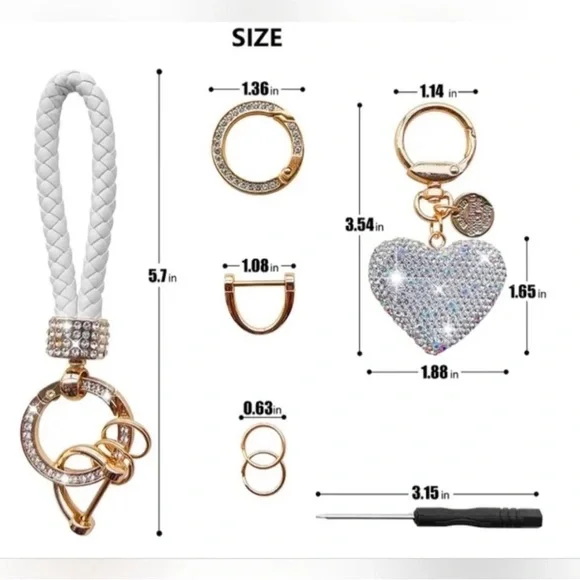 🍀 Sparkling Heart Keychain - Clear Color