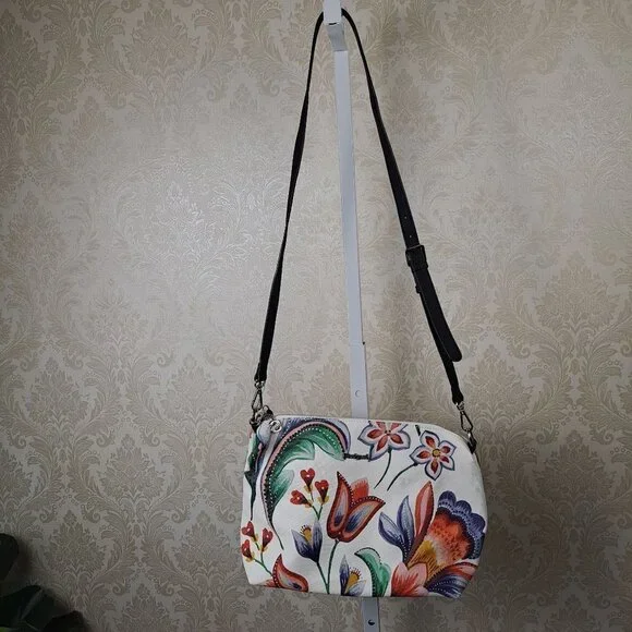 Desigual Floral Pattern Crossbody Pouch Wristlet Zip Top White Orange Grn NWOT