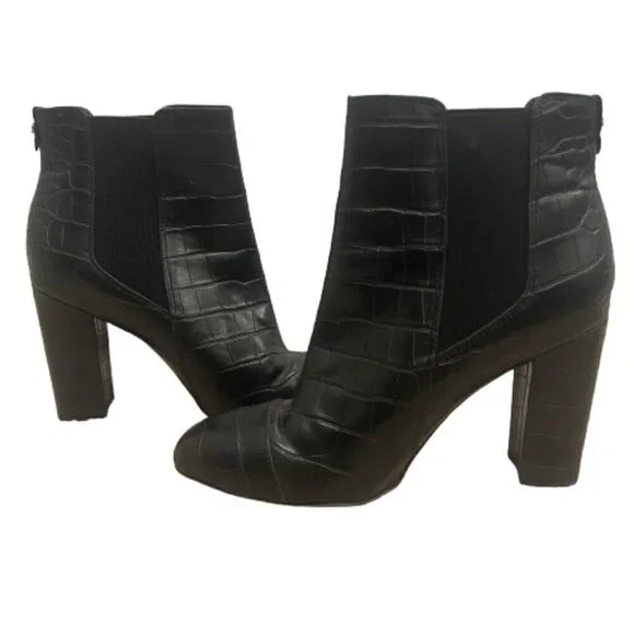 Sam Edelman Black Slip on Leather Heeled Booties Women’s Size 8