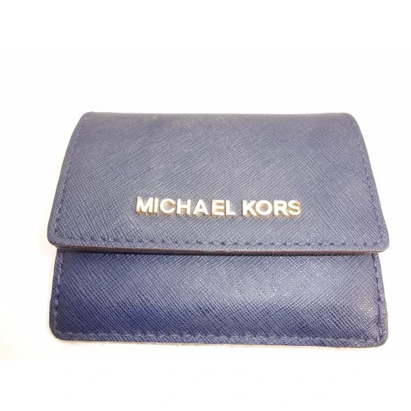 Michael Kors Navy Blue Jet Set Travel Leather Card ID Wallet 35F7GTVD2L