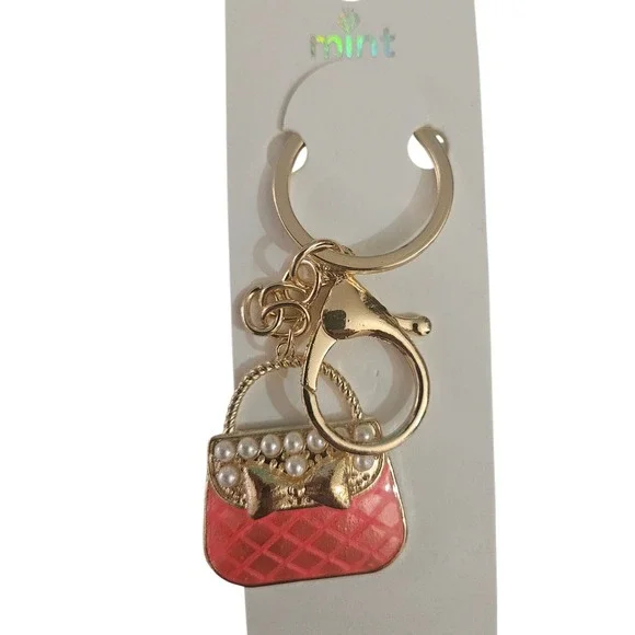Mint‎ Handbag Purse Charm Gold Tone Keychain Women