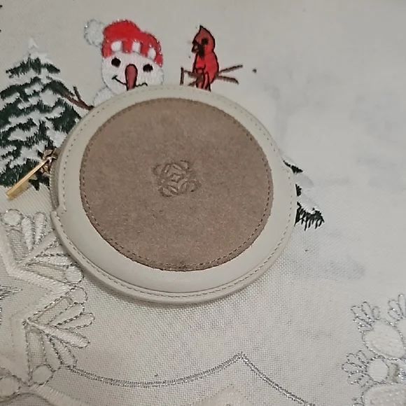 Loewe Beige Round Leather Coin Purse