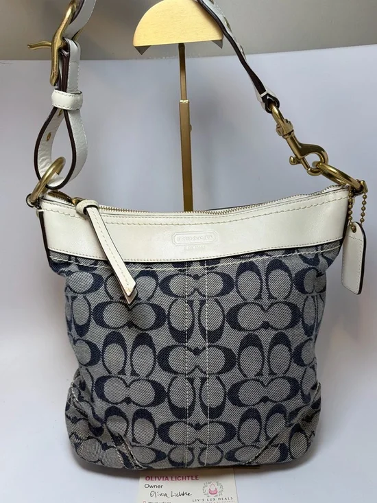 Coach Signature Legacy Duffel Denim & white leather Convertible Bag #10403