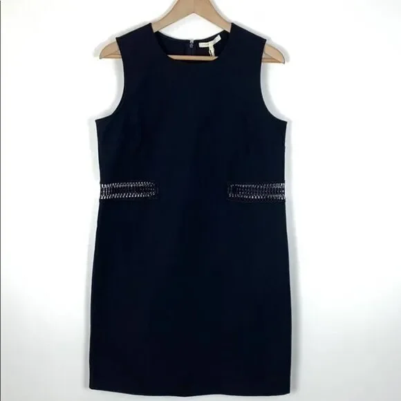 Maje Restal Black Cotton Mini Dress Crochet Waist