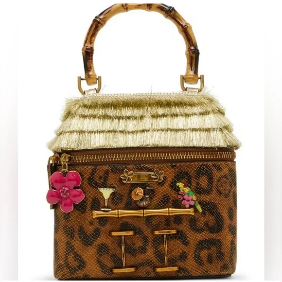 🛖 NWT Betsey Johnson, the Tiki Chic Bar Satchel purse . In original plastic.