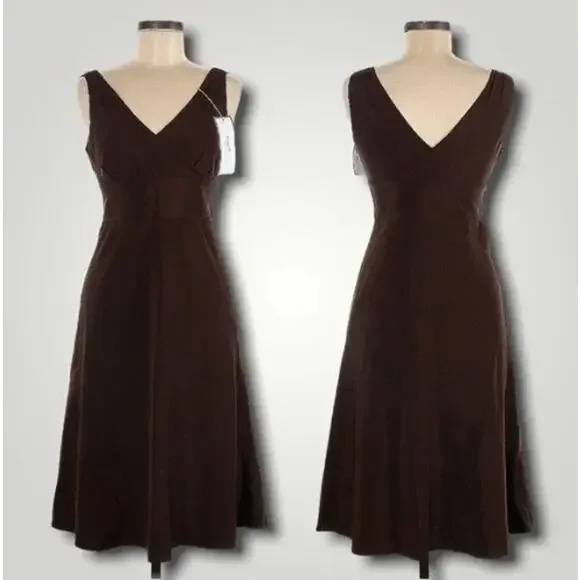 J CREW NWT SILK FAUX WRAP FORMAL EVENT VNECK MIDI DRESS BROWN MEDIUM 6P