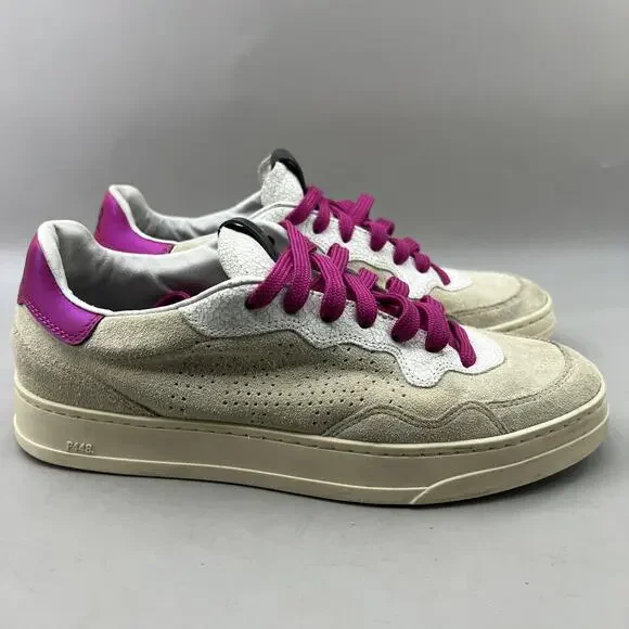 P448 Bali Suede Low Top Casual Shoes Women Size 7.5 Beige Pink Comfort Sneakers