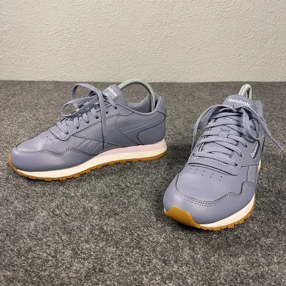 Reebok Classic Leather Shoes Womens 6.5 Purple Lavender Gum Sole Retro Sneakers
