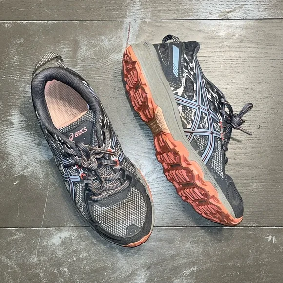 ASICS Gray Pink Peach Running Sneakers Tennis Shoes Ladies 7.5