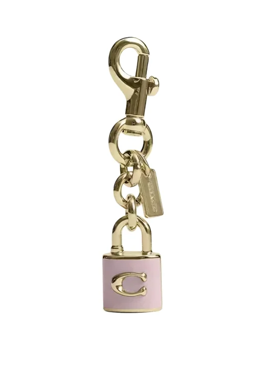 Coach Pink and Gold Padlock Key Charm
