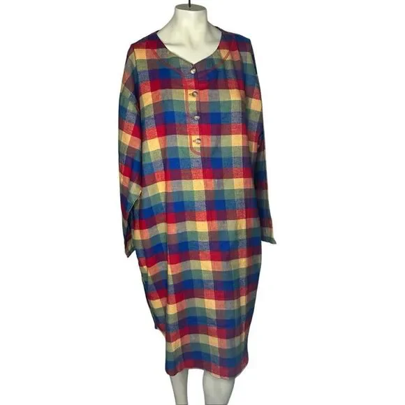 Brand New Vintage Montgomery Ward Women's Large Multi Colored Sleep Dress Button