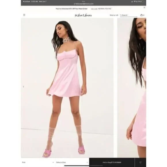 For love and lemons and Elora pink satin dress