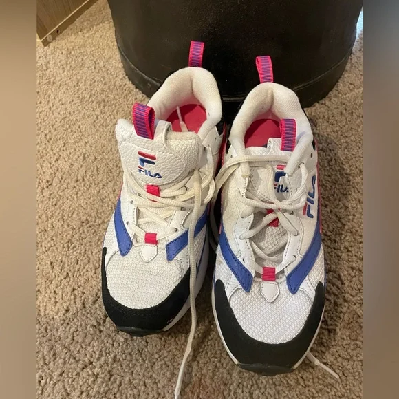 Fila Women's White, Pink, and Blue Athletic Shoes