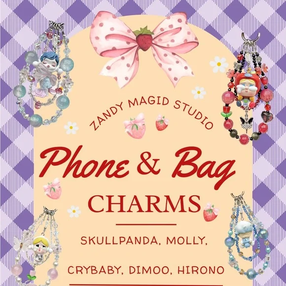 Phone & Bag Charm Keychain 🎀✨ As Show on Screen