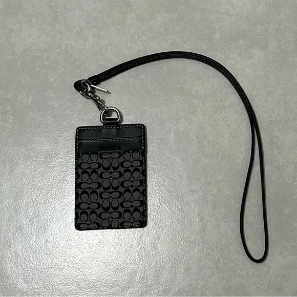 COACH Signature Black Mini C ID Lanyard