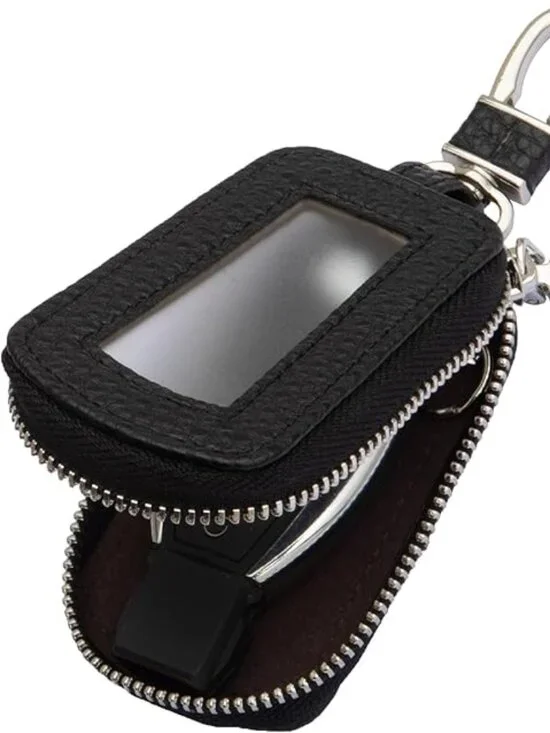 Premium Leather Key Fob Case Universal Car Key Holder Black