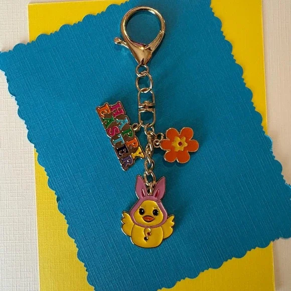 Happy Easter Purse Charm Keychain Handbag Accessory