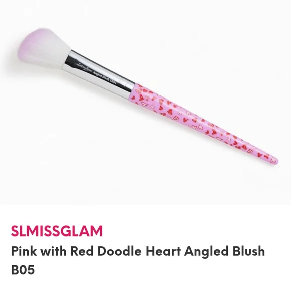 😍SLMISSGLAM Pink with Red Doodle Heart Angled Blush