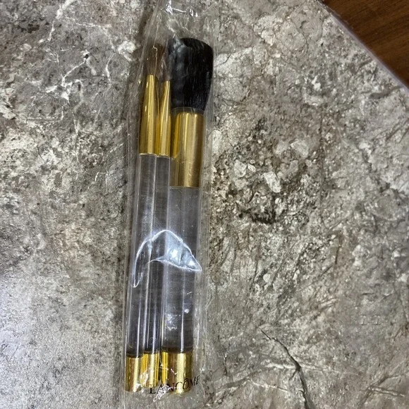 Lancome Clear &‎ Gold Makeup Brush Set 3 Pieces Brand New