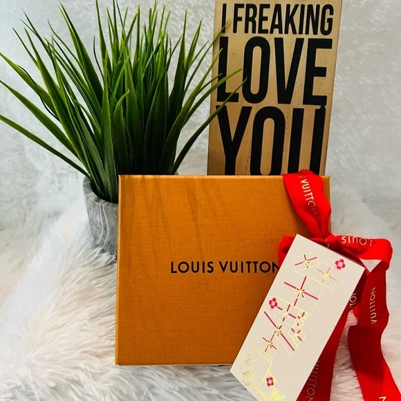 Authentic Louis Vuitton Small Gift Box, Holiday Ribbon and Holiday Gift Card